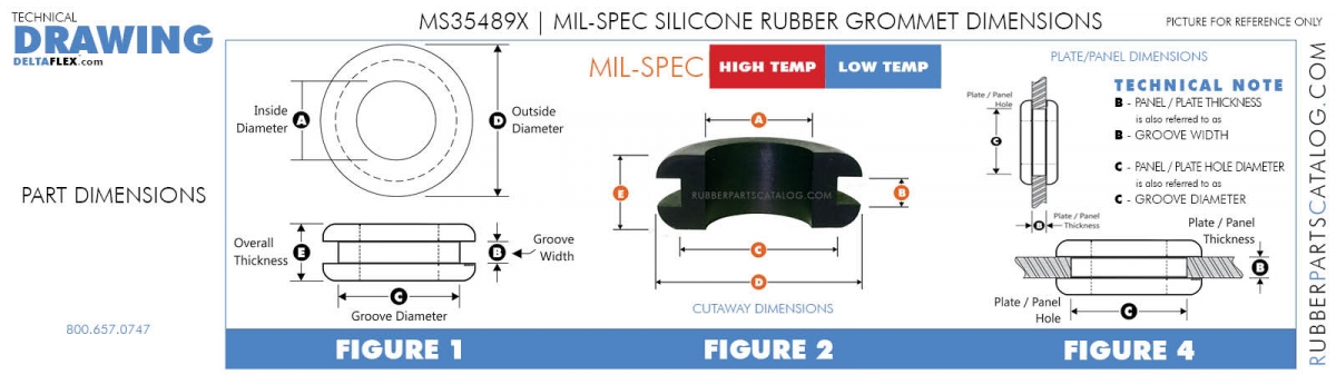 Silicone Mil-Spec Grommets - High Temp Low Temp