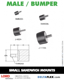 Rubber-Parts-Catalog-Delta-Flex-LORD-Flex-Bolt-Small-Sandwich-Mounts-Male-Bumper